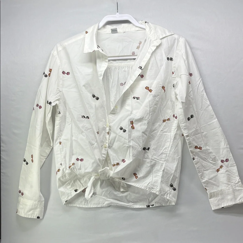 Old‎ Navy White Blouse with Sunglasses Print